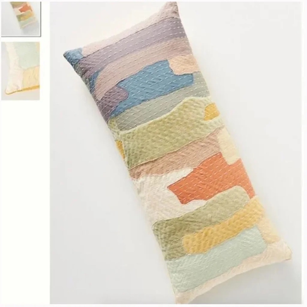 Vivie Patchwork Landscape Boho Farm Geo Peasant Chic Art Deco Rainbow Pillow